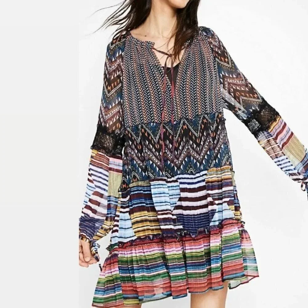 Desigual Women's Lena Woven Long Sleeve Dress Size 36 XS - Picture 2 of 6